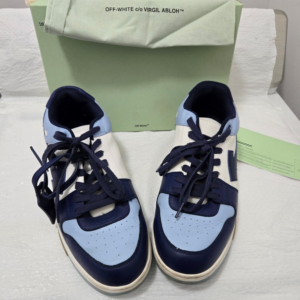 Off-White Out of Office Blue White Leather Sneakers OMIA189S21LEA001 Size 45